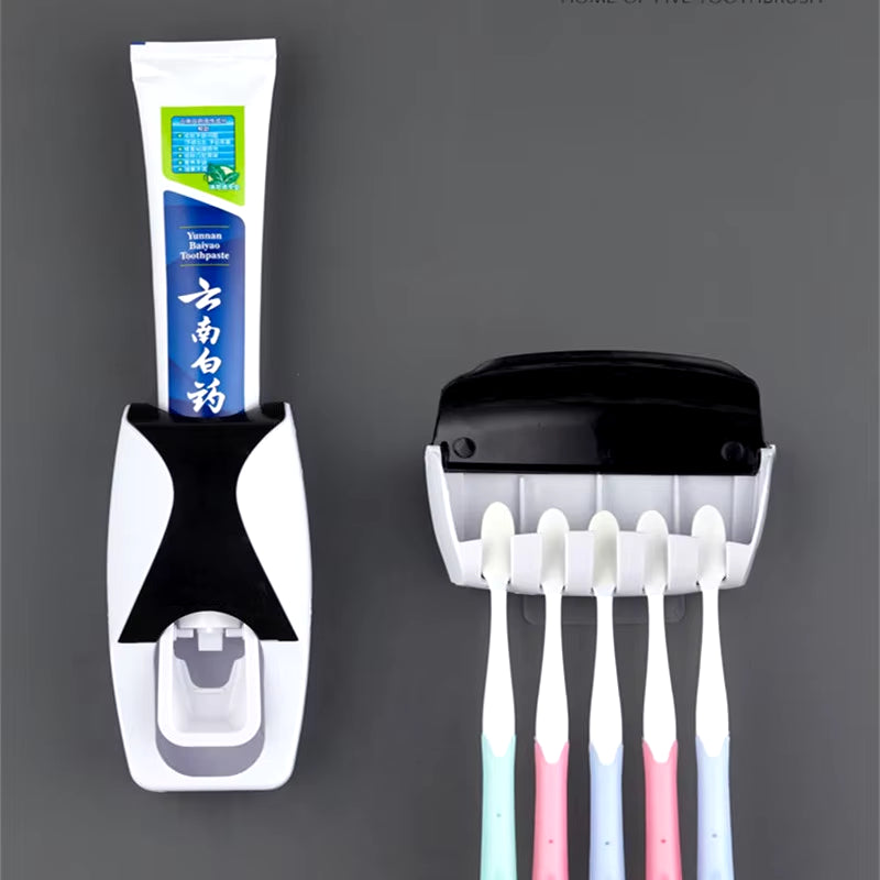 2Pcs/Set/ 1Pcs Automatic Toothpaste Dispenser Dust-Proof Toothbrush Holder Wall Mount Bathroom Accessories Squeezer Set